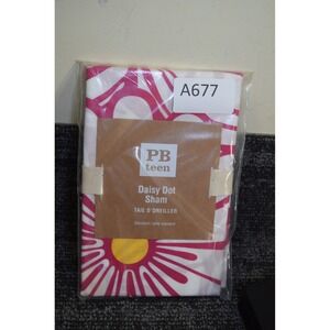 PBteen Pottery Barn Daisy Dot Standard Sham Pink White Floral 100% Cotton NEW